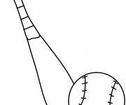 Coloriage Batte et Balle Baseball