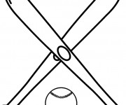 Coloriage Battes de Baseball crois&eacute;s