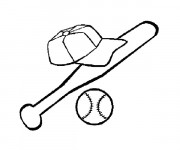 Coloriage Casque Batte et Balle de Baseball