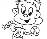 Coloriage Enfant qui joue au Baseball
