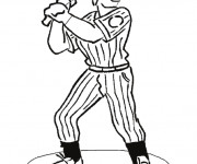 Coloriage Frappeur Baseball attend la balle