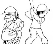 Coloriage Frappeur de Baseball pendant le match