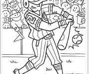 Coloriage Frappeur de Baseball professionnel