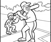 Coloriage Frappeur et Receveur de Baseball