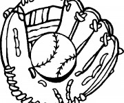 Coloriage Gant et Balle de Baseball en noir