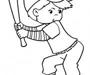 Coloriage Gar&ccedil;on frappeur de Baseball