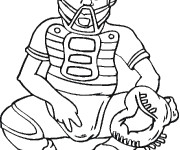 Coloriage Joueur de Baseball qui re&ccedil;oit la balle