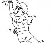 Coloriage Joueur f&eacute;minine intercepte la balle de Baseball