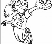 Coloriage La fille intercepte la balle de Baseball