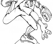 Coloriage Lanceur de Baseball dr&ocirc;le