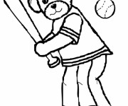 Coloriage Ours joue au Baseball