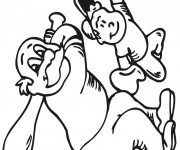 Coloriage P&egrave;re et fils jouent au Baseball