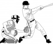 Coloriage Receveur et Frappeur Baseball au crayon