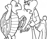 Coloriage Tortue et Lapin jouent au Baseball