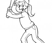 Coloriage Une fille joue au Baseball