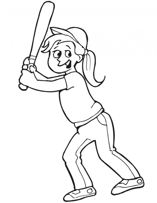 Coloriage et dessins gratuits Une fille joue au Baseball à imprimer