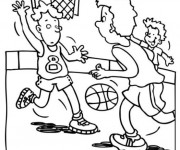 Coloriage Basketball attaque et défense