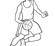 Coloriage Basketteur contr&ocirc;le le ballon