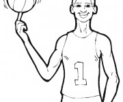 Coloriage Basketteur et Ballon en ligne