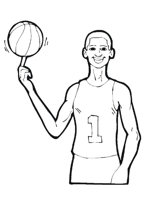 Coloriage Basketteur et Ballon en ligne dessin gratuit à ...