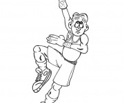 Coloriage Basketteur tire le ballon