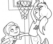 Coloriage Les filles jouent au Basket