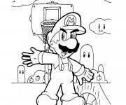 Coloriage et dessins gratuit Mario Joue au Basketball à imprimer