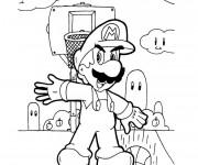 Coloriage Mario Joue au Basketball