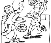 Coloriage Match de Basketball entres les garçons