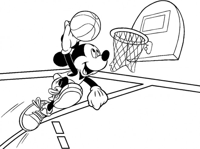 Coloriage et dessins gratuits Mickey Mouse Basketteur à imprimer
