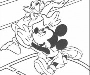 Coloriage Mickey Mouse et Donald Duck jouent au Basket