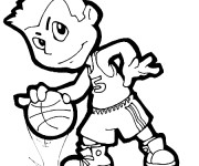 Coloriage Petit Basketteur vecteur
