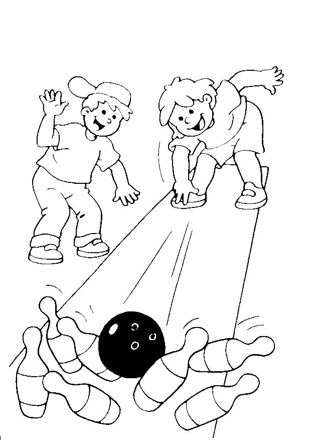 Coloriage et dessins gratuits Enfant jouent au Bowling à imprimer