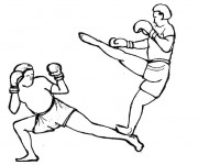 Coloriage Boxe Thai en couleur