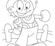 Coloriage Enfant mignon Boxeur