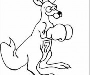 Coloriage Kangourou Boxeur pour enfant