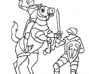 Coloriage Combat de Chevalier et Soldat