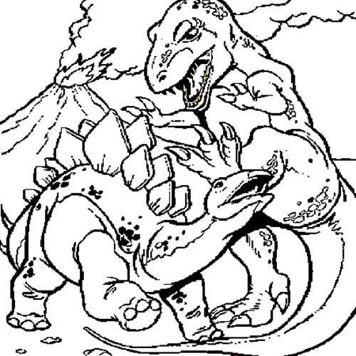 Coloriage et dessins gratuits Combat de Dinosaures à imprimer