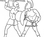 Coloriage Combat de Guerriers Romains