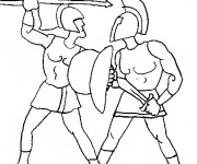 Coloriage Combat de Guerriers Romains
