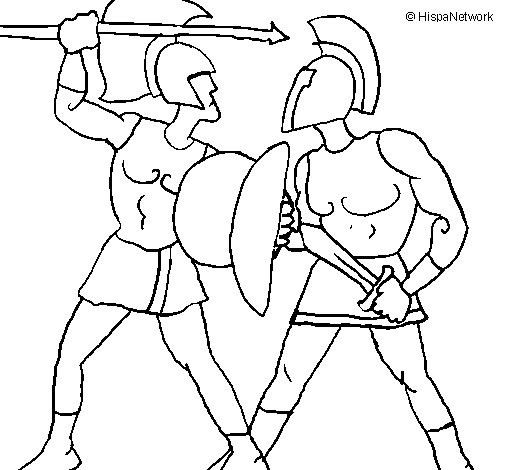 Coloriage et dessins gratuits Combat de Guerriers Romains à imprimer