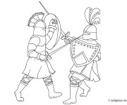 Coloriage Combat Guerriers et épées