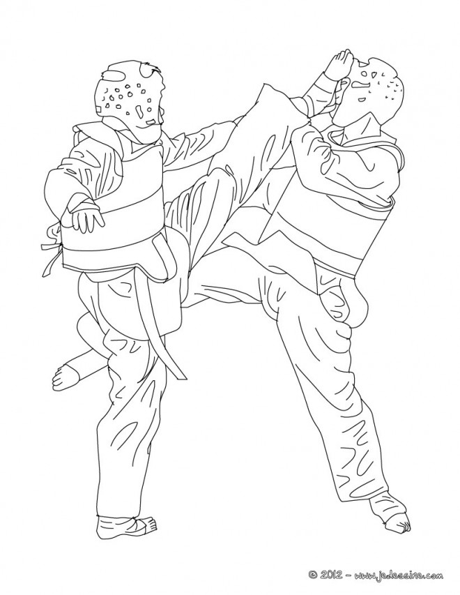 Coloriage et dessins gratuits Combat Taekwondo à imprimer