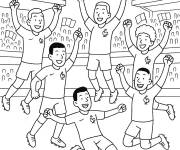 Coloriage L'&eacute;quipe de France pendant la coupe du monde