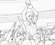 Coloriage Maradona remporte le troph&eacute;e de la Coupe du monde 1986