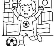 Coloriage Petit enfant au mondial du foot