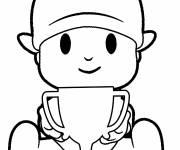 Coloriage Pocoyo et la troph&eacute;e de la coupe du monde