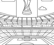 Coloriage Stade de la coupe du monde et le troph&eacute;e