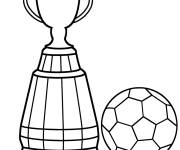 Coloriage et dessins gratuit Troph&eacute;e coupe du monde et ballon en maternelle à imprimer