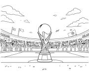 Coloriage Troph&eacute;e de la Coupe du Monde dans le stade de foot